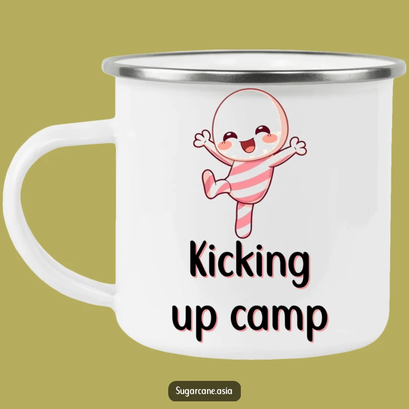 Funny Kawaii Candy Cane Enamel Camping Mug: Festive Adventures, Perfect Funny Gift