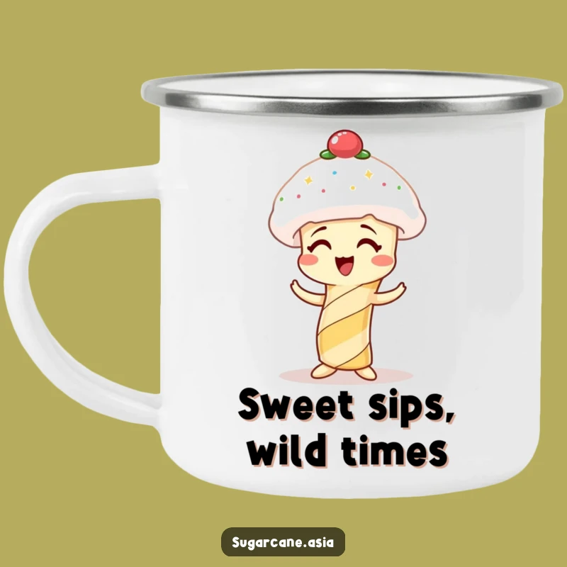 Funny Sugarcane Camping Mug, Giggles by the Fire with Spun Sugar Hat, Outdoor Funny Gift