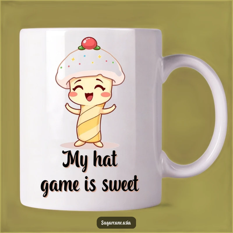 Funny Giggling Sugarcane Mug, Hilarious Spun Sugar Hat Attempt, Perfect Funny Gift