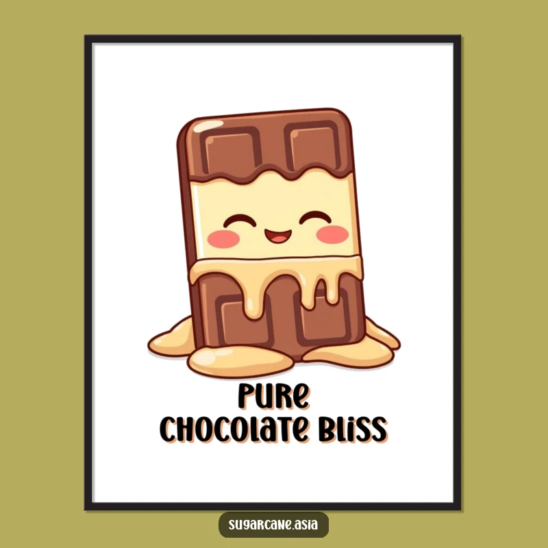 Funny Kawaii Chocolate Bar Melting Digital Art: Instant Sweet Download Gift