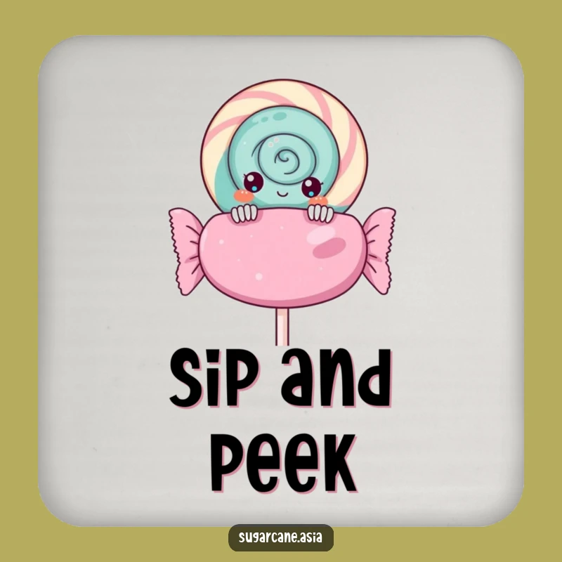 Funny Kawaii Lollipop Coaster Set: Sweet Curiosity, Protect Surfaces, Ideal Funny Gift