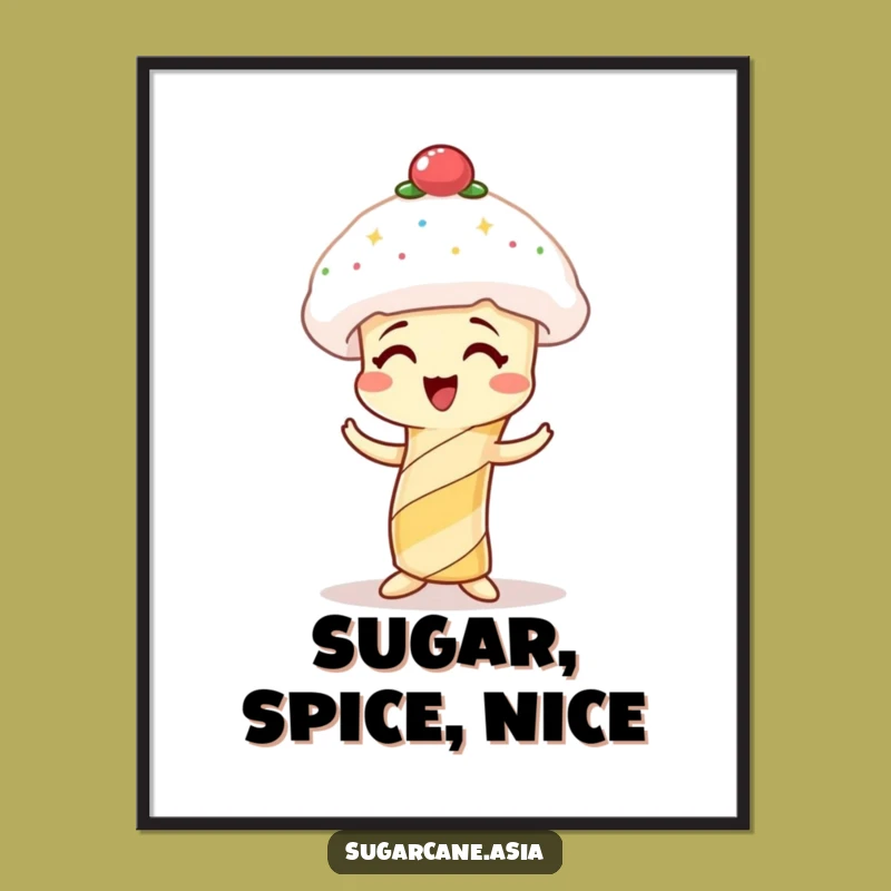 Funny Sugarcane Poster, Giggling Spun Sugar Hat Hijinks, Joyful Funny Gift
