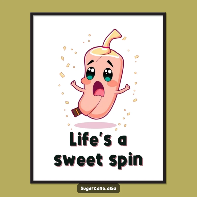 Free Printable Wall Art: Sugarcane's Confetti Spin, Funny Downloadable Decor Gift