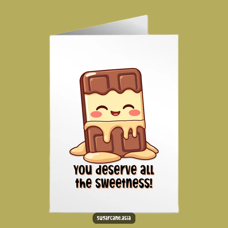 Free Printable Kawaii Chocolate Card: Melting with Laughter Birthday Downloadable Gift