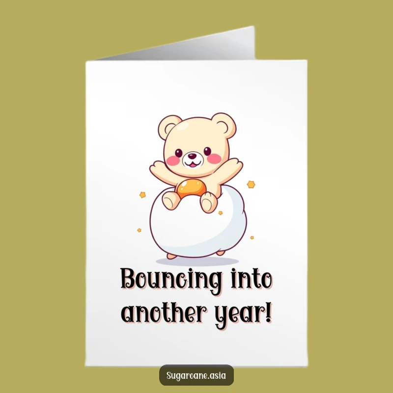Free Printable Kawaii Gummy Bear Birthday Card: Hilarious Bounce Downloadable Gift