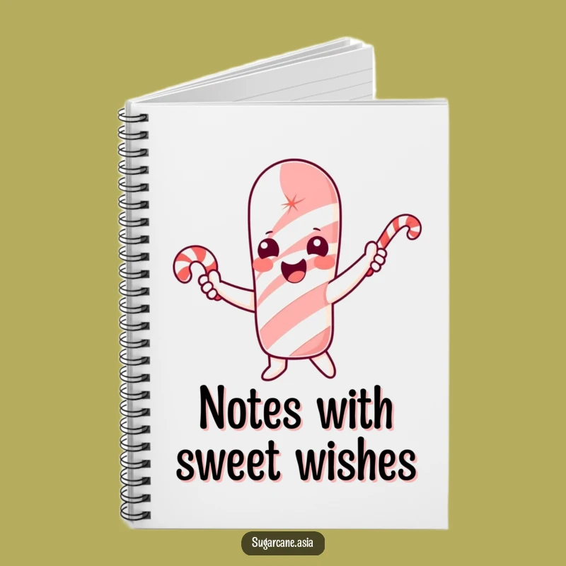 Funny Sugarcane Notebook, Jot Down Sweet Ideas & Candy Cane, Smart Funny Gift