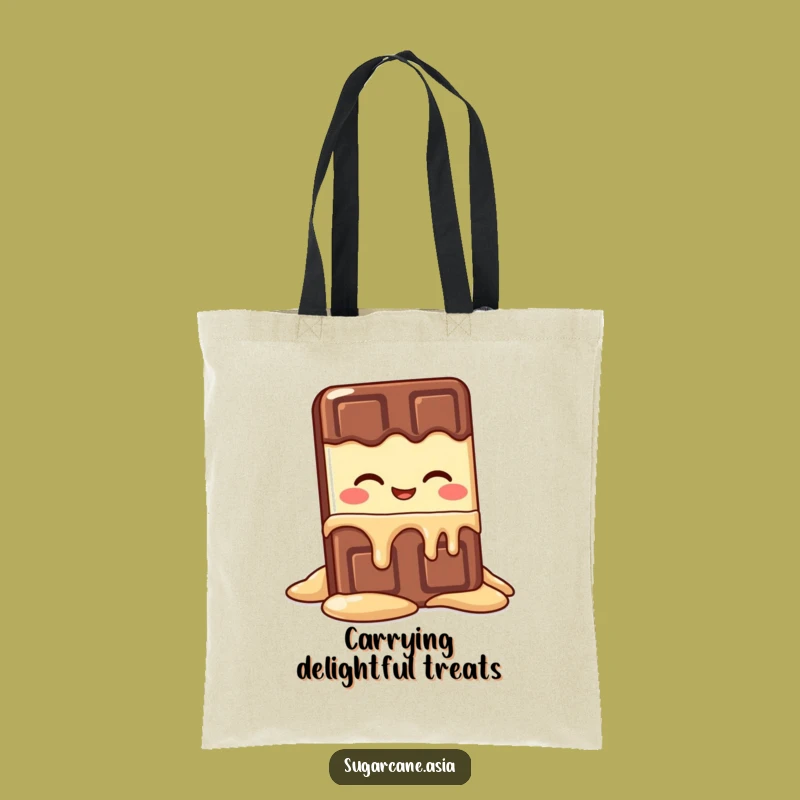 Funny Kawaii Chocolate Bar Melting Tote Bag: Carry Your Sweetness Gift