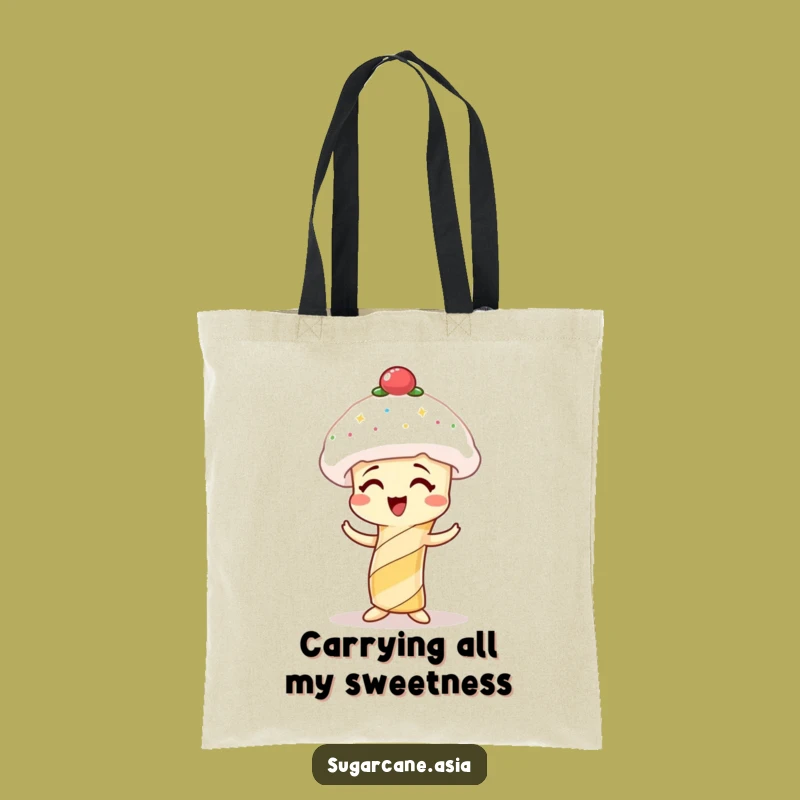 Funny Sugarcane Tote Bag, Carry Laughs with Spun Sugar Hat, Ideal Funny Gift